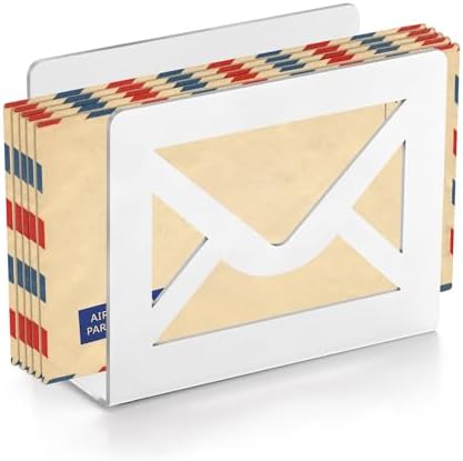 Desktop Metal Mail Holder,Letter Organizer for Desk (White)