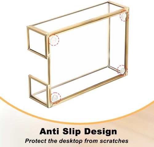 BTSKY Golden Glass Sticky Note Holder for 4x6 Inch Sticky Notes
