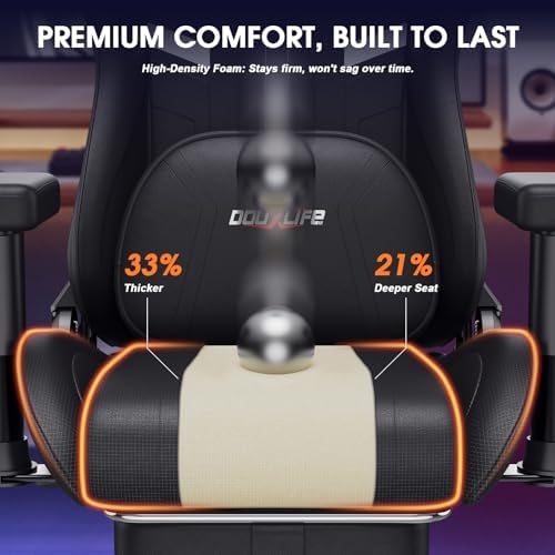 Douxlife 3D Massage Gaming Chair with Footrest Ergonomic PC Chair