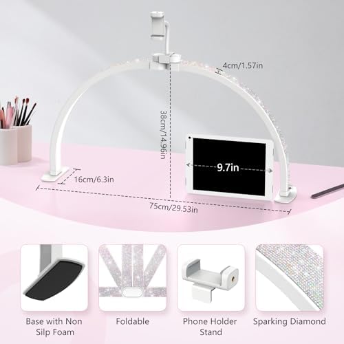 Yokilly Half Moon Light for Nail Desk: 29" Foldable Nail Light for Desk