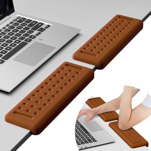 Leolee L-Shaped Desk Elbow Pads for Desk, Brown Arm Rest for Desk