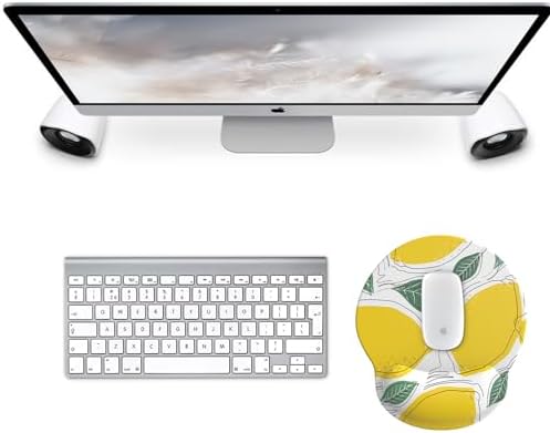 eulps Mouse Pad with Wrist Rest, Comfortable Computer Mousepad with Gel Wrist Support Smooth Surface and Non-Slip PU Base for Pain Relief, Laptop, Office & Home (Lemon)