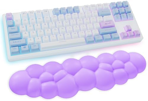Sushret Cloud Wrist Rest Keyboard, Purple Cloud Palm Rest with PU Leather Memory Foam Cute Keyboard Rest for Wrist Support and Arm Rest, Desk Cloud Wrist Pad for PC Gaming/Hand Cushion/Computer/Office