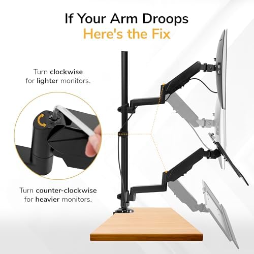 Mount-It! Sit-Stand Monitor Arm Desk Mount with Keyboard Tray, Single Monitor Fits Up to 32”, Height Adjustable Gas Spring, Full Motion Articulating Arm, Clamp or Grommet, Black