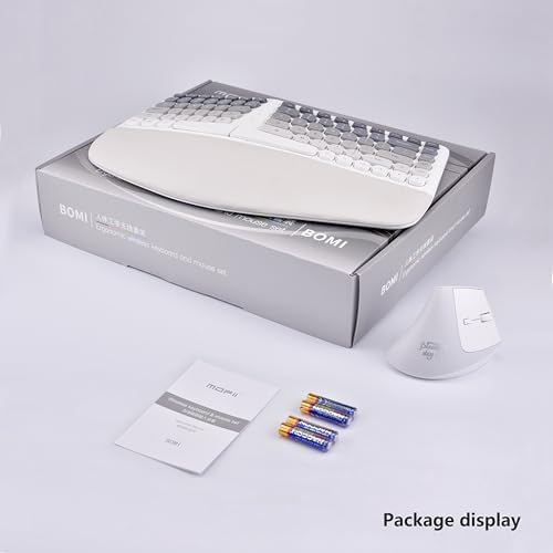 Ergonomic Wireless Keyboard and Mouse Set with Wrist Rest, Compact 85-Key Keyboard, No Independent Numeric Keypad, Gray and White Gradient