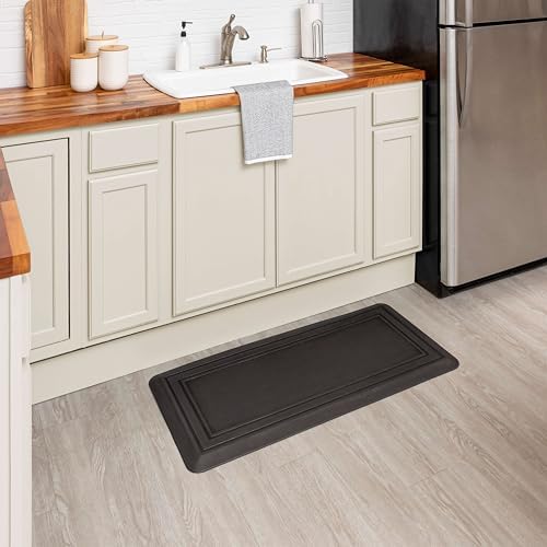 Tempur-Pedic Ultra Comfort Anti-Fatigue Frame Raven 1' 8" x 3' 6" Kitchen Floor Mat Cushioned Ergonomic Standing Desk Mat Waterproof Non-Skid Foam