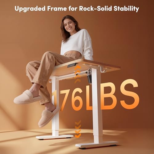 FEZIBO 48" Electric Standing Desk Height Adjustable Desk, Maple