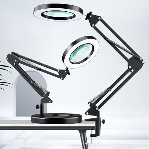 HITTI 30X 10X Magnifying Glass with Light, 1800 Lumens Stepless Dimmable
