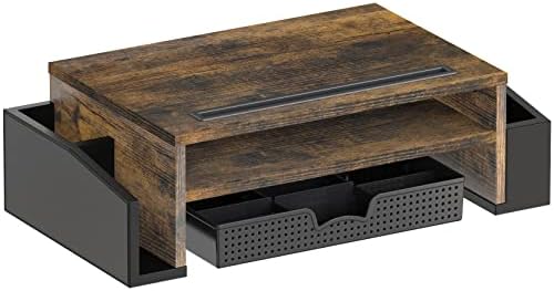 Simple Houseware Desk Monitor Stand Riser w/ Adjustable Tray, Rustic Brown