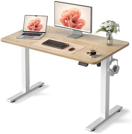 FEZIBO 48" Electric Standing Desk Height Adjustable Desk, Maple