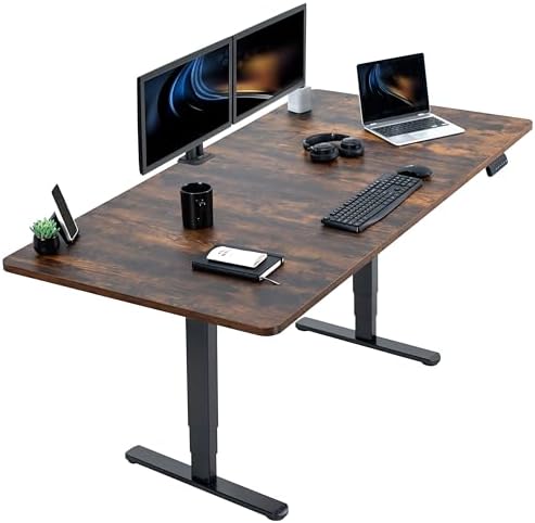 VIVO Rustic Vintage Brown 71 x 36 in Standing Desk, DESK-KIT-2B7N-36
