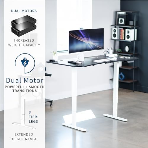 VIVO Black Carbon Fiber 63 x 32 in Standing Desk, DESK-KIT-2W1R