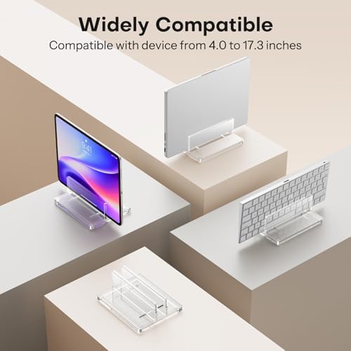 OMOTON Vertical Laptop Stand, Acrylic Single Holder for MacBook Gaming