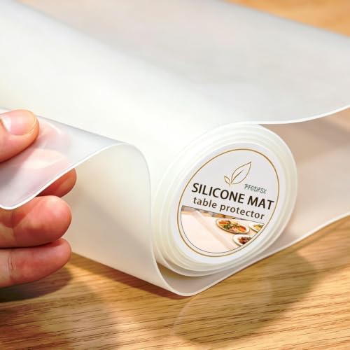 18x76 in Clear Table Cover Protector, Silicone Table Cover, Waterproof Ultra-Slim Silicone Desk & Craft mat with an Easy-Clean Surface and Reliable Heat Resistance