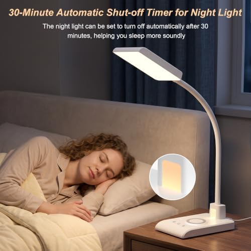 Desk Lamp with Wireless Charger LED Desk Lamps for Home Office White CRI90+
