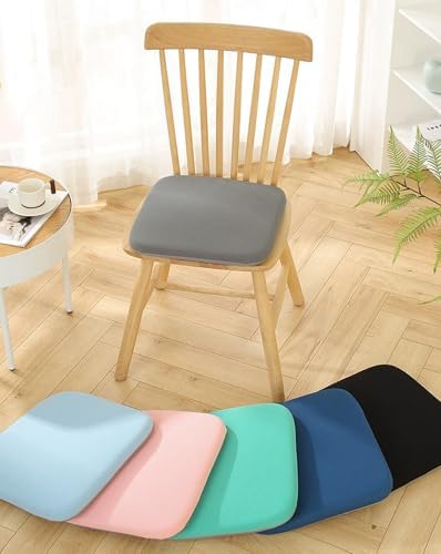 Memory Foam Chair Cushion Non-Slip Seat Cushion with Breathable Fabric Removable Zipper Cover Square Comfort Chair Pad for Office Chair, Desk Chair, Car Seat, Wheelchair (Navy Blue, 14"x14")