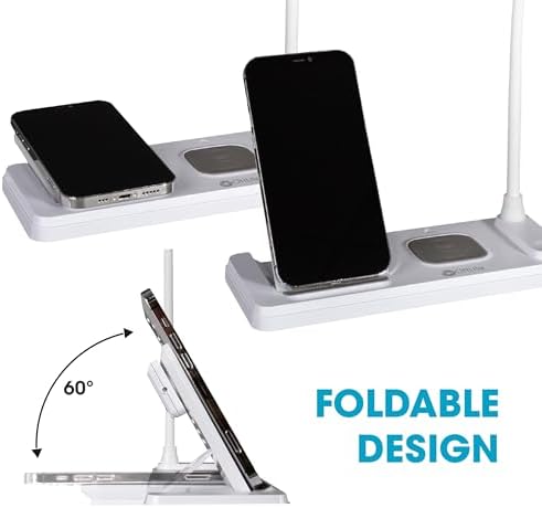 OttLite LED Desk Lamp with Multi-Device Wireless Charging Station, White