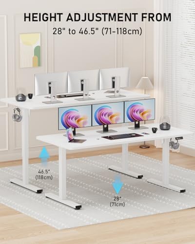 63" Large Electric Standing Desk Adjustable Height for Home Office