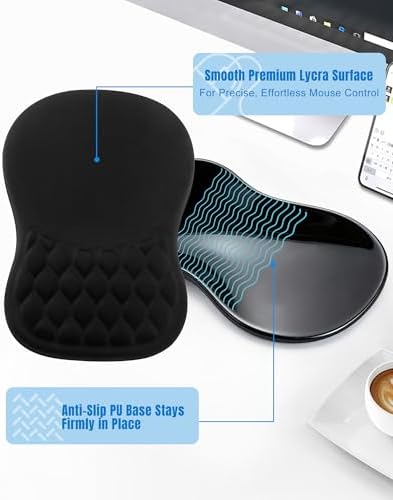 Ergonomic Mouse Pad with Sloped Memory Foam Wrist Rest (Black)