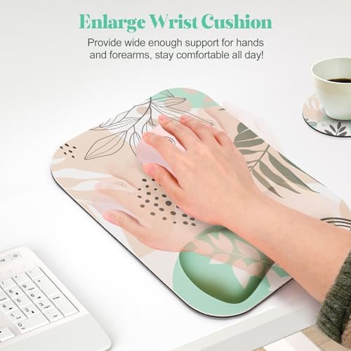 Gimars Large Smooth Superfine Fibre Memory Foam Ergonomic Mouse Pad Wrist Rest Support Mousepad with Nonslip Base for Laptop, Computer, Gaming & Office,Free Coaster Include-Morandi Beige