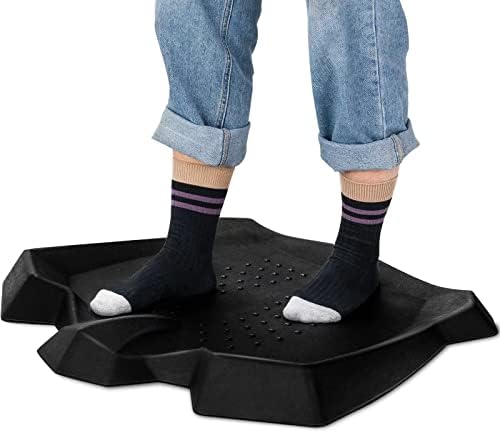 ReunionG PU Not-Flat Standing Mat, Anti Fatigue Mat for Standing Desk 2” Thick, Comfort Floor Mat with Anti-Skid Groove, Calculated Terrain & Massage Points, Suitable for Home Kitchen Office