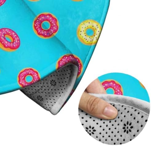 Soft Round Yoga Carpet, Large Home Decor Mat, Non Slip Machine Washable Kitchen Office Circle Rug Donut Food Pattern, 36inch