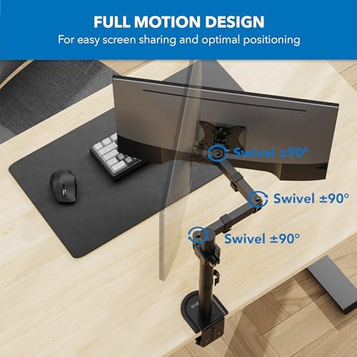 Mount-It Single Monitor Arm Desk Mount, Steel Full Motion, Black