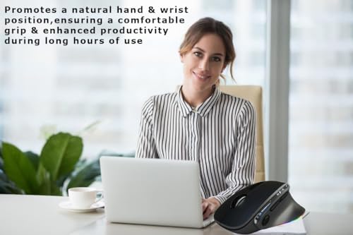 Ergonomic Mouse Jiggler, Large Middle Hands Dual Mode(Bluetooth+USB)Rechargeable Vertical Carpal Tunnel Bluetooth Wireless Mouse for PC/Laptop/Computer/Desktop/Tablet/ipad/Macbook Office Work Gift