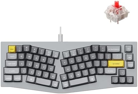 Keychron Q8 Wired Custom Mechanical Keyboard, 65% Alice Layout QMK/VIA Programmable with Hot-swappable Gateron G Pro Red Switch Double Gasket Compatible with Mac Windows Linux (Grey)