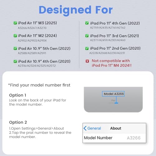 Keyboard Case for iPad Air 11" M4 2026/ M3 2025/ M2 2024, Air 5th/4th Generation 10.9", Case with Keyboard for iPad Pro 4th/3rd/2nd/1st Gen 11 Inch, 7 Backlit Detachable Folio Cover with Pencil Holder