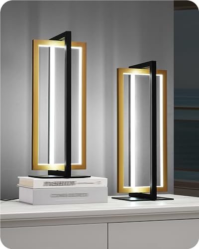 EDISHINE LED Table Lamp Set of 2, Modern Dimmable Nightstand Lamps, Gold