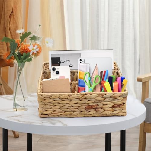 Woven Mail Organizer for Desk Countertop, Mail Holder Sorter Storage Basket for Desktop Counter, Mail Bill File Envelope Letter Organizer Holder Sorter Basket for Desk Desktop Countertop