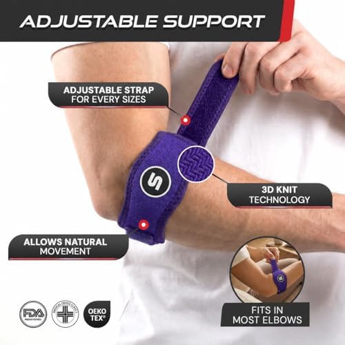 Sleeve Stars Tennis Elbow Brace Men & Women, Fits 9"-23" (Pair/Dark Purple)