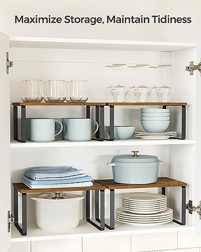 SONGMICS Cabinet Organizer Shelf, Set of 4 Spice Rack, Kitchen Storage
