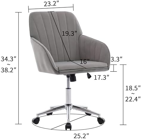 Home Office Desk Chair with Memory Foam Cushion and Silver Metal Base