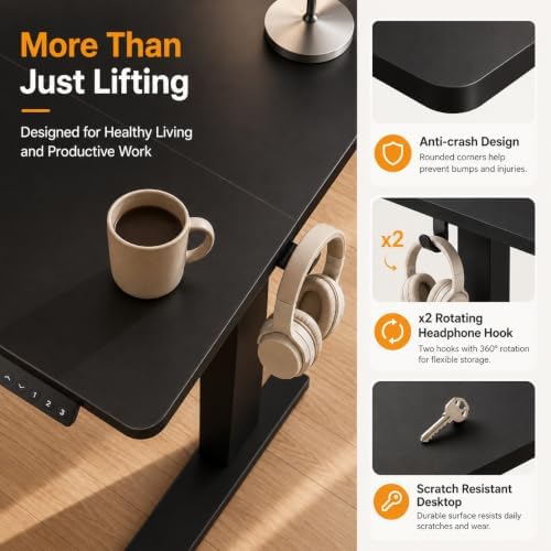 Claiks 35 x 20 Inch Black Electric Standing Desk