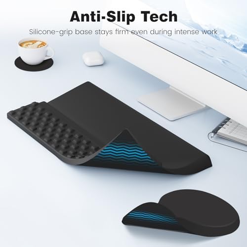 Ospelelf Ergonomic Mouse Pad and Keyboard Stand Wrist Rest Set, Memory Foam Comfort, Pain Relief for Typing, Office Desk Accessories, Black