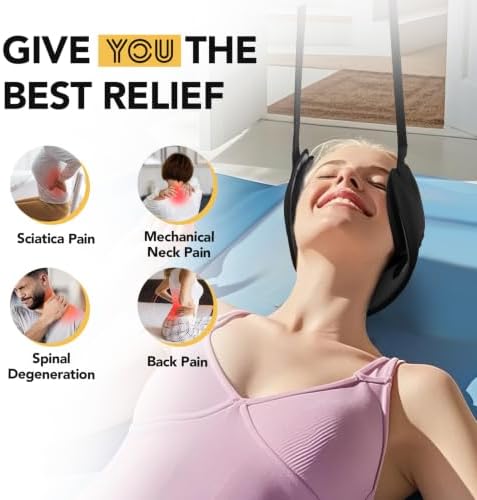 Neck Traction Device for Neck Pain Relief,Neck Stretcher Strap for Spine Chiropractic Decompression,Portable Storage Bag,Neck Chiropractor for Physical Therapy,Neck Strap for Neck Recovery