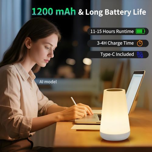 Rechargeable LED Table Lamp, Touch Bedside Night Light