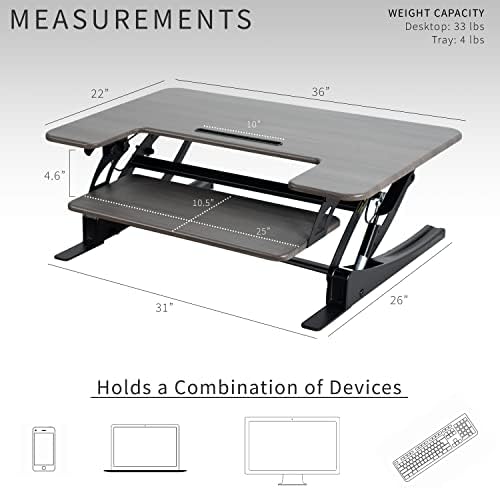 VIVO Dark Gray 36 inch Standing Desk Converter, DESK-V000VG