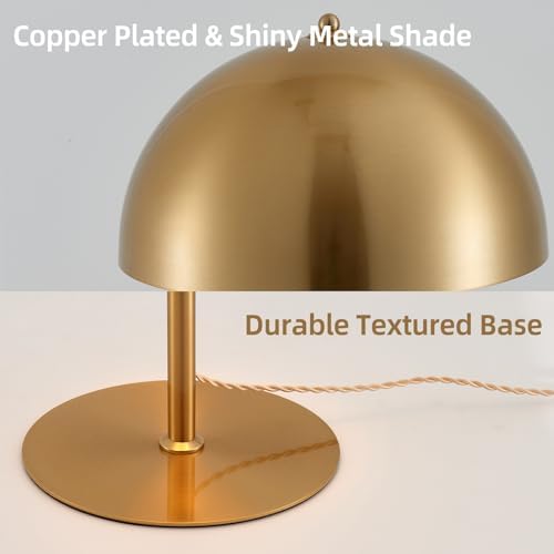 Metal Mushroom Table Lamp, 20.8" Gold Dome Table Lamp Bedside Lamp