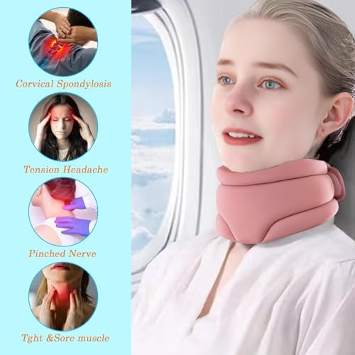 leeveel Neck Brace Cervical Collar, Neck Braces for Neck Pain and Support, Soft Foam Brace for Pain Relief, Adjustable Neck Support Collar for Sleeping, Travelling, Office (Pink)