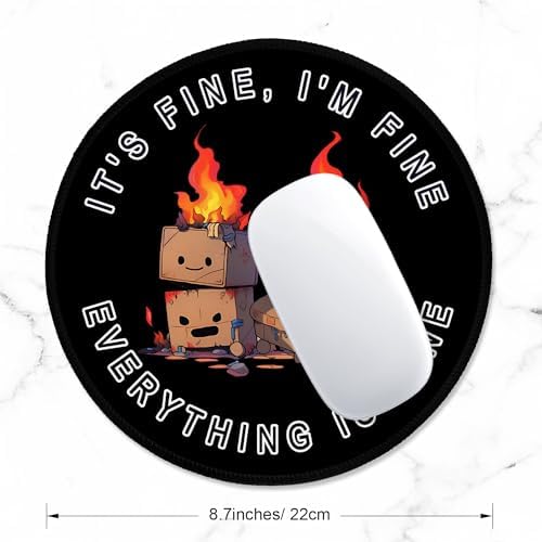 ITNRSIIET Round Mouse Pad with Stitched Edge Premium-Textured Waterproof Non-Slip Rubber Base Desktop Protection Mat Diameter 8.7 inches, Pretty Burning Box