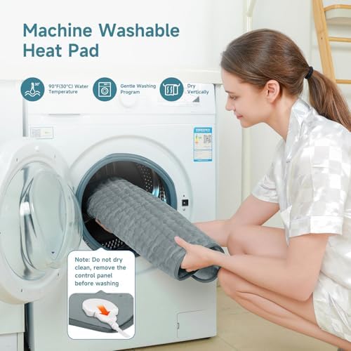 20" x 24" Heating Pad for Back Knee Leg Muscle Pain Cramps Relief, Electric Heating Pad for Women Mom Gifts with Moist Dry Option & 6 Heat Levels & Auto Off (Gray)
