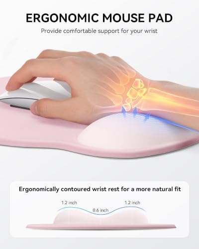 Mouse Pad with Wrist Rest for Desktop Large Ergonomic Mouse Mat(PinkxPink)