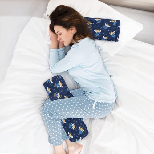Angel Navy Blue Small Neck Roll Pillow Decorative Cylinder Neck Roll Pillow almohada para Yoga