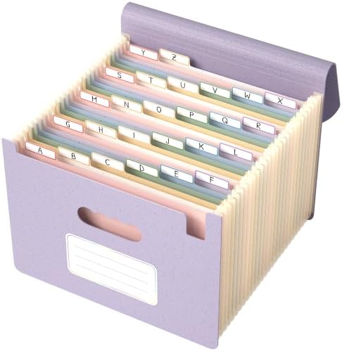 ThinkTex Accordion File Organizer, 26 Pockets File Folders, Soft Violet