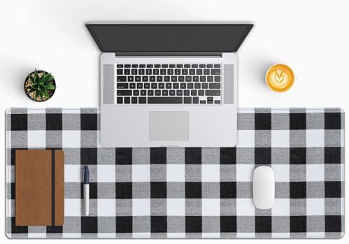 Buffalo Plaids Desk Pad Black and White Large Mouse Pad Gaming Mousepad Extended XL Keyboard Pad 31.5 x 11.8 in Laptop Computer Mouse Keyboard Mat for Office Desk Decor