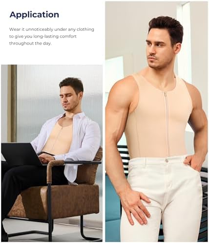 TAILONG Men Compression Shirt for Body Slimming Tank Top Shaper Tight Undershirt Tummy Control Girdle