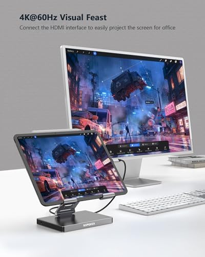 NXPGKEA iPad USB C Hub Stand, 9 in 1 Multiport Adapter for iPad Pro